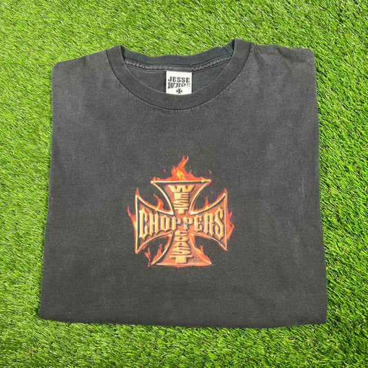 1990s West Coast Choppers "Long Beach" Black Tee Size XL USED v17059