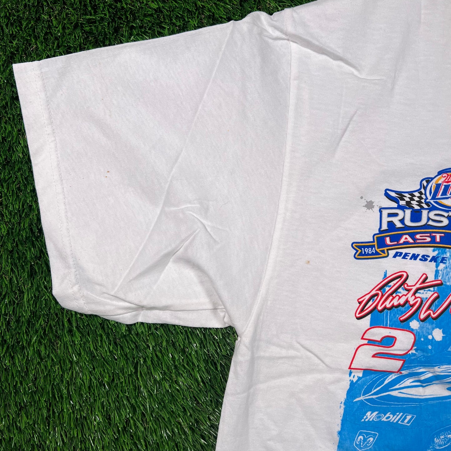 2005 Rusty Wallace "Last Call" Nascar White Tee Size Large NEW v18578