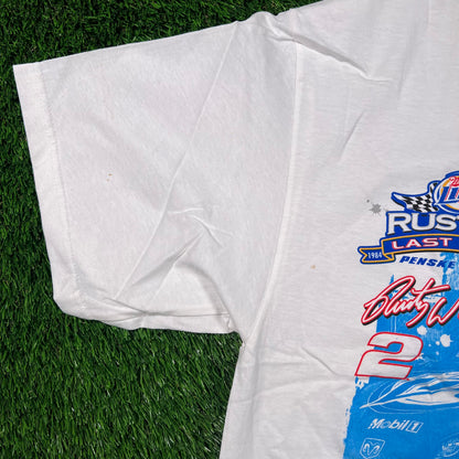 2005 Rusty Wallace "Last Call" Nascar White Tee Size Large NEW v18578
