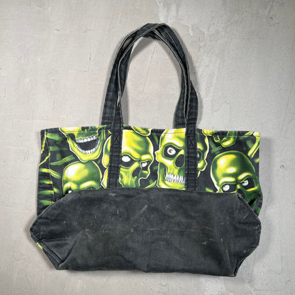 Supreme Skull Pile Denim Green/Black Tote Bag USED x17561