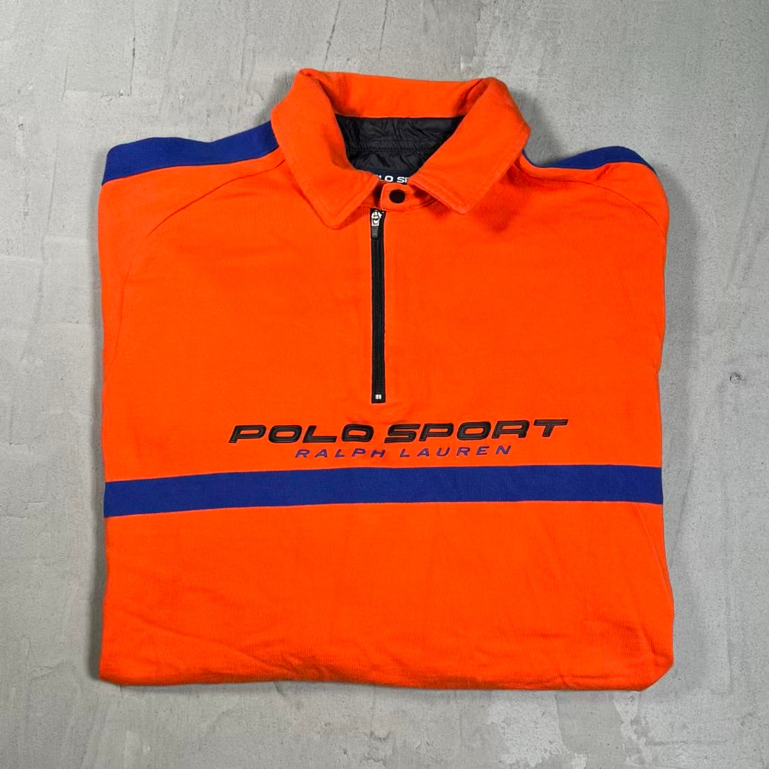 Y2K Polo Sport Raloh Lauren Half Zip Orange Longsleeve Size Large USED v20353