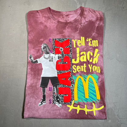 Cactus Jack McDonalds "Tell Em Jack" Mauve Tee Size XL USED x17614