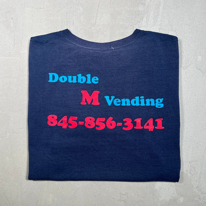 Y2K Double M Vending Navy Blue Tee Size Large USED v18330