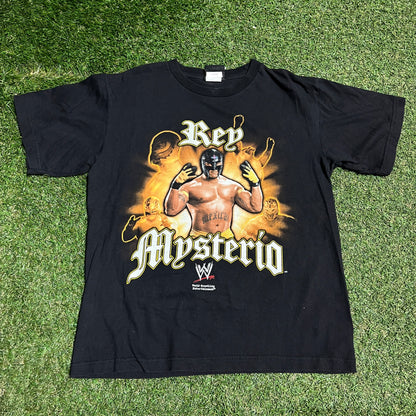 2007 Rey Mysterio WWE Black Tee Size Large USED v16095