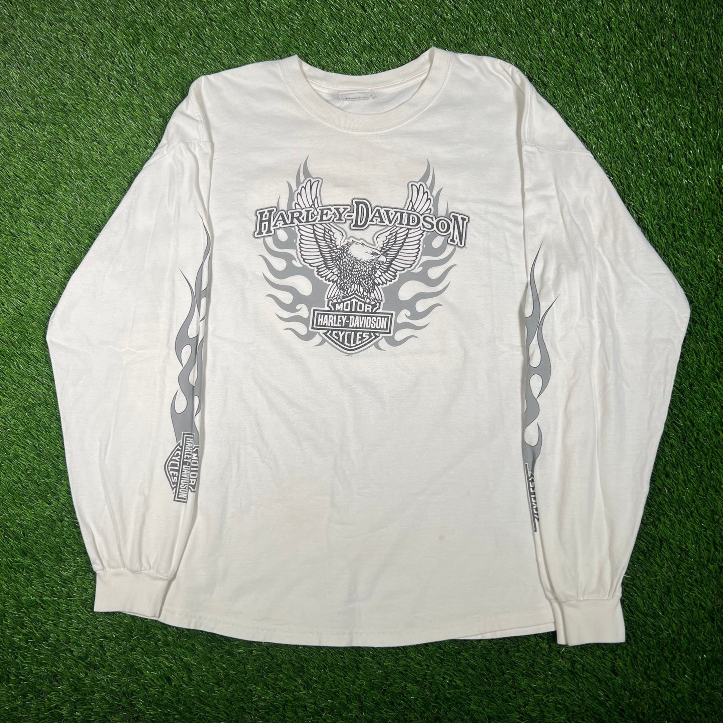 2007 Harley Davidson "Hal's" White Longsleeve w/ Sleeve Hit Size XL USED v17583