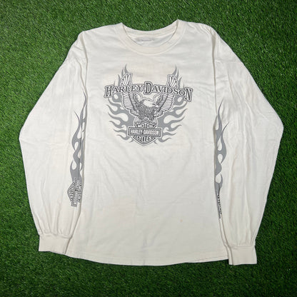 2007 Harley Davidson "Hal's" White Longsleeve w/ Sleeve Hit Size XL USED v17583