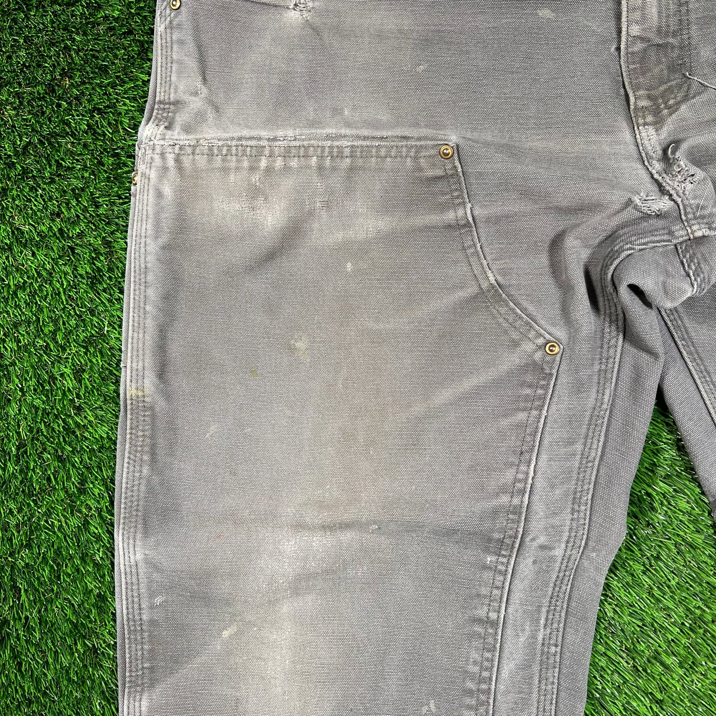 Carhartt Grey Double Knee Carpenter Pants Size 38x29 USED v18419