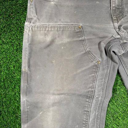 Carhartt Grey Double Knee Carpenter Pants Size 38x29 USED v18419