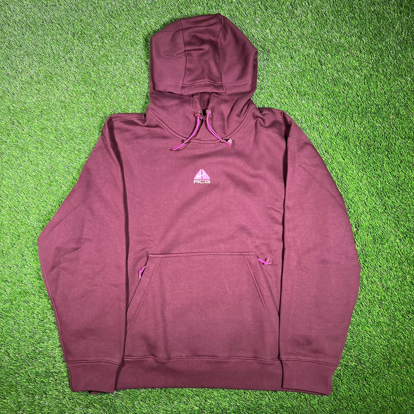 Nike ACG Center Logo Zip Pocket Maroon Hoodie Size Large NEW v17460