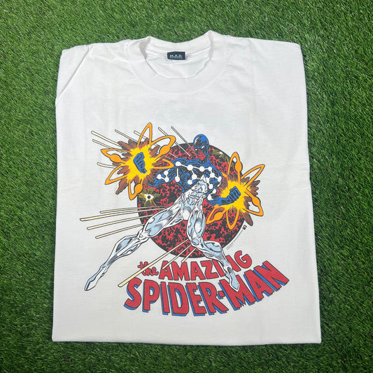 Mask and Disguise M.A.D. Marvel "The Amazing Spider Man" White Tee Size XL USED v17076