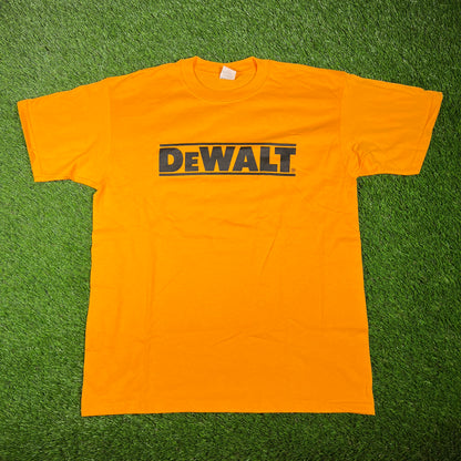 Y2K Dewalt Yellow Logo Tee Size Large USED v17498