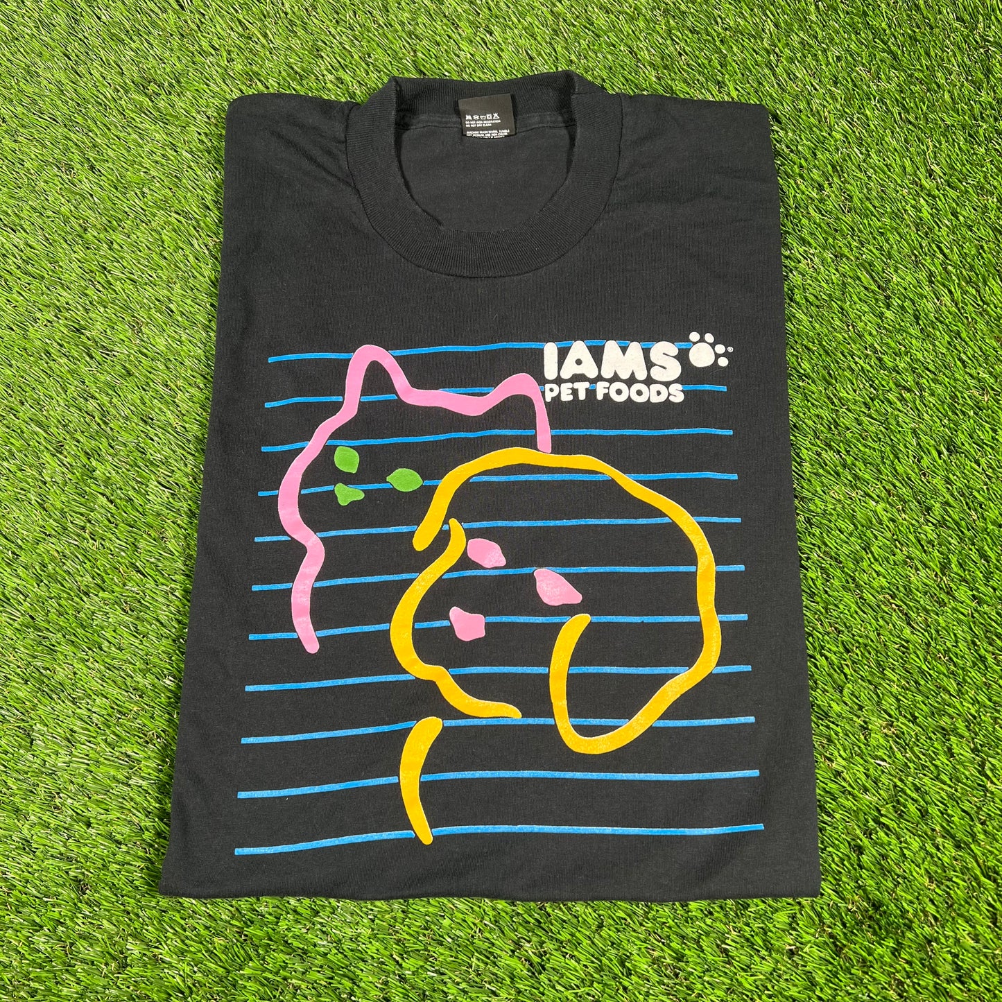 1990s IAMS Pet Foods Black Tee Size Large USED v16561