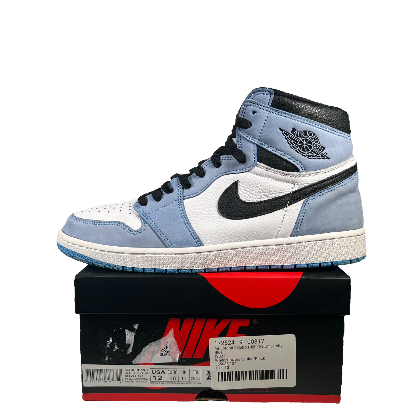 Jordan 1 High University Blue (2021) Size 12 USED s20288