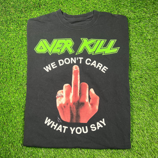 Y2K Overkill "We Don't Care" Black Album Tee Size XL USED v18647