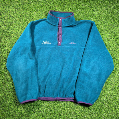 1990s LL Bean Stowe Ski School Aqau Fleece Size Medium USED v18337