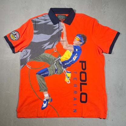 Y2K Polo Country Ralph Lauren Terrain Climbing Polo Orange Size Large USED v19010