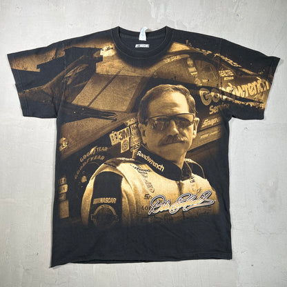 Dale Earnhardt Goodwrench AOP Black Tee Size Large USED v19328