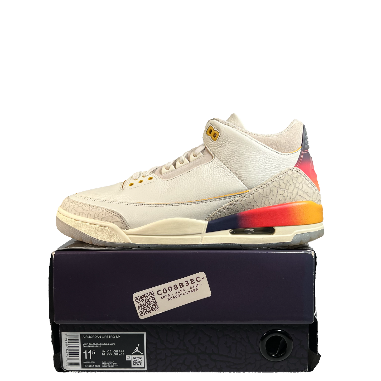 Jordan 3 J Balvin Medellên Sunset (2023) Size 11.5 USED s21245