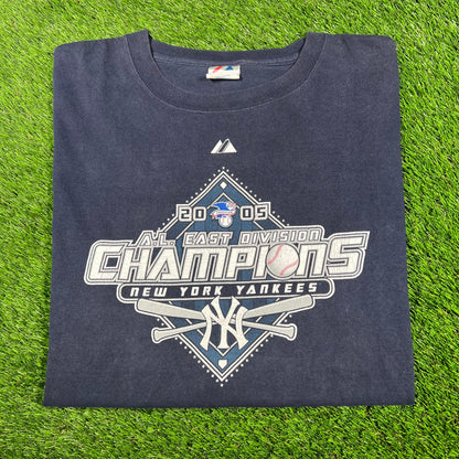 2005 New York Yankees Navy AL East Champions Tee Size XL USED v16997