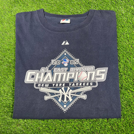 2005 New York Yankees Navy AL East Champions Tee Size XL USED v16997