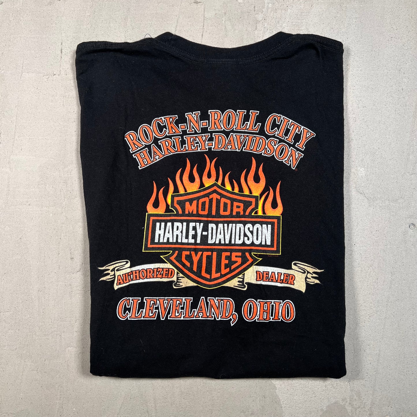 2017 Harley Davidson Rock N Roll City Cleveland Black Tee Size Large USED v19334