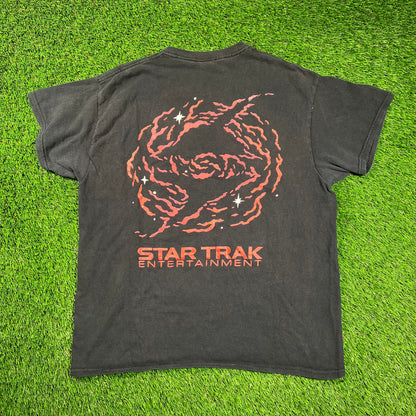 StarTrack Black/Red Stars Tee Size Large USED
