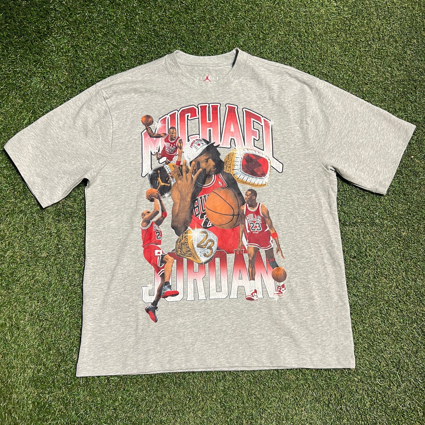 Nike Jordan Modern Rap Style Champ Grey Tee Size Small NEW v16271