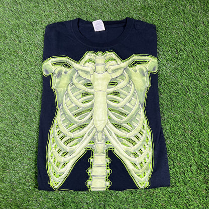 Skeleton Black Glow in the Dark Tee Size Small USED v16662