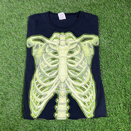Skeleton Black Glow in the Dark Tee Size Small USED v16662