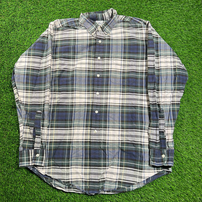 1990s Brooks Brothers Plaid Button Down Shirt Size Large USED v18327