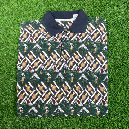 1990s Golfing AOP Polo Shirt Size Large USED v17819