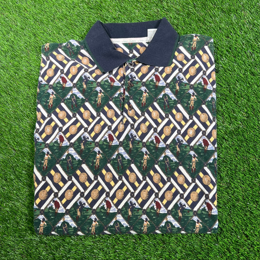 1990s Golfing AOP Polo Shirt Size Large USED v17819