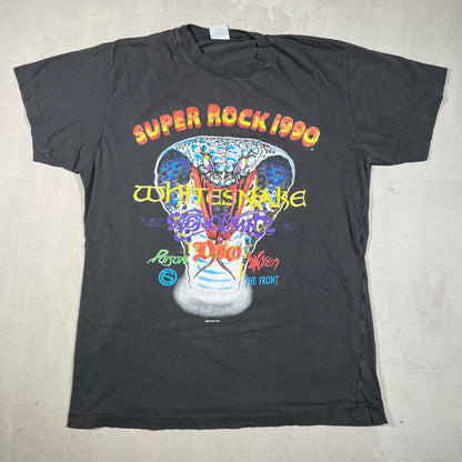 1990 Super Rock Music Fest Black Tee Size XL USED v19027