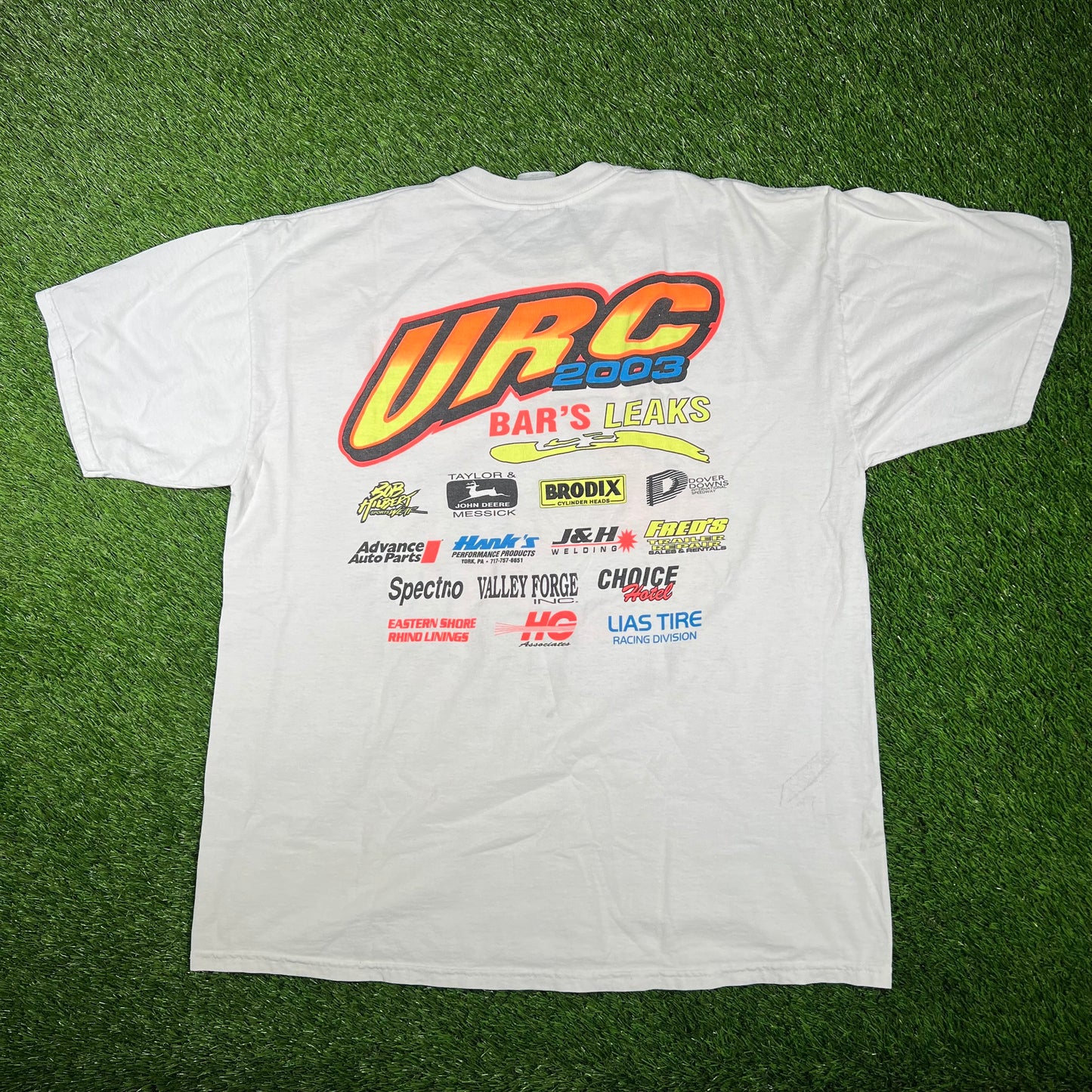 2003 URC White Drag Racing Tee Size XL USED v17343