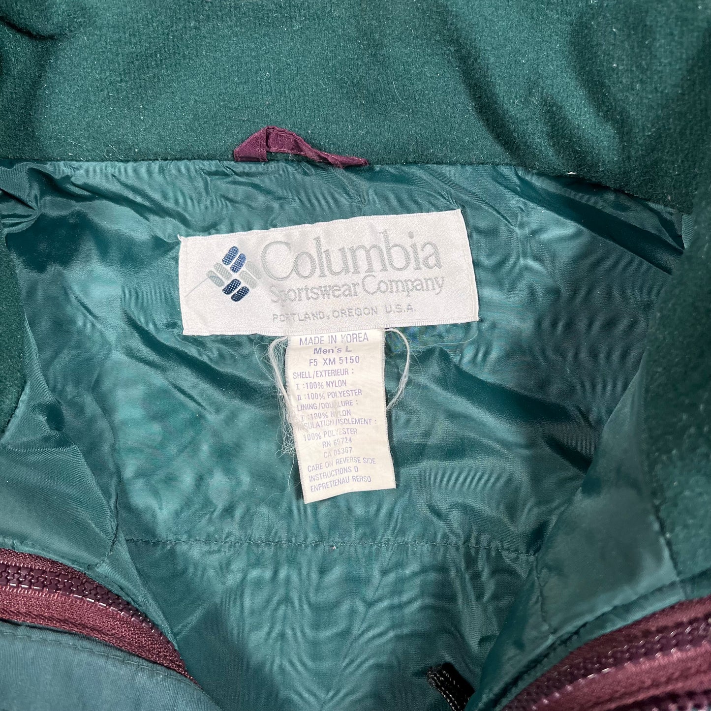1990s Columbia Sportswear Maroon Jacket Size Large USED v17932