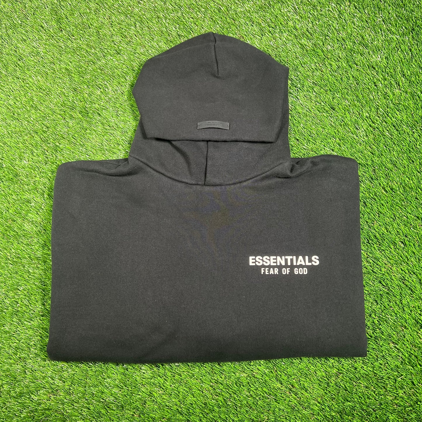 Fear Of God Essentials Black/White Lettering Hoodie Size Medium USED x15407