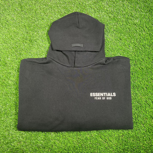 Fear Of God Essentials Black/White Lettering Hoodie Size Medium USED x15407