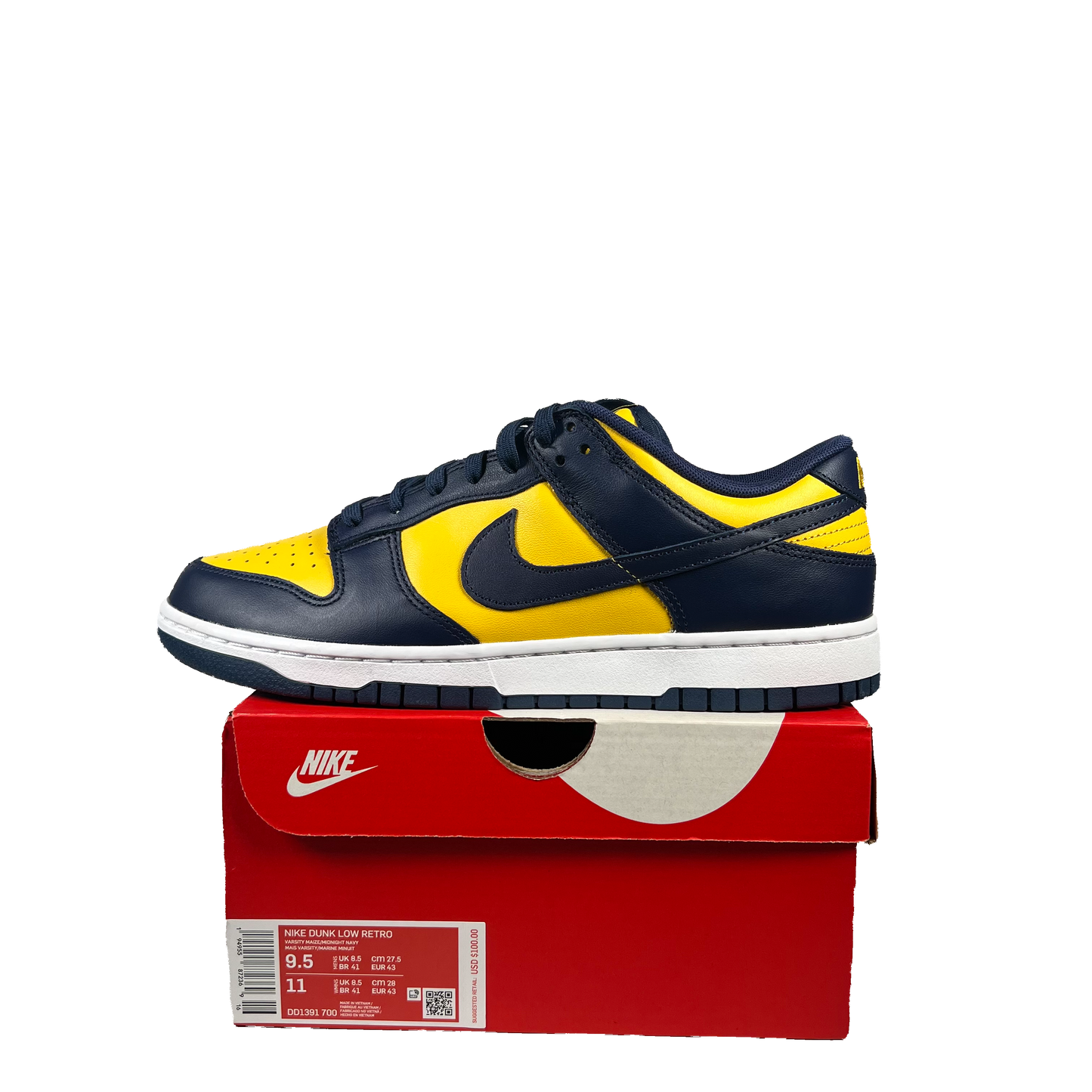 Nike Dunk Low Michigan (2021) Size 9.5 NEW s19918