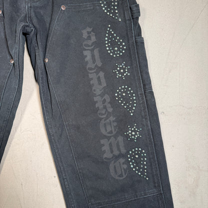 Supreme Black Paisley Studded Double Knee Painter Pant (2023) Size 30 NEW x16024