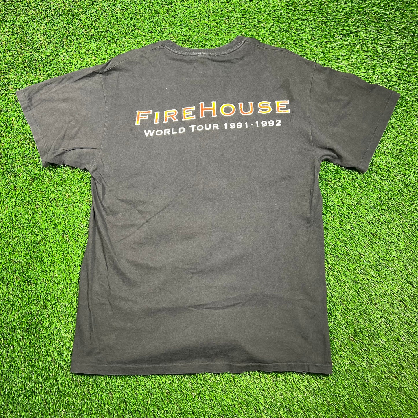1991 FireHouse Rock World Tour Black Tee Size XL USED v18663