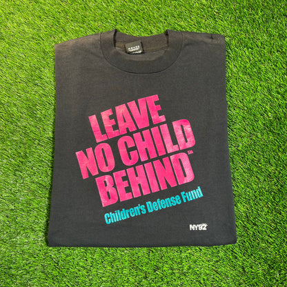 1992 Leave No Child Behind Black Tee Size XL USED v18866