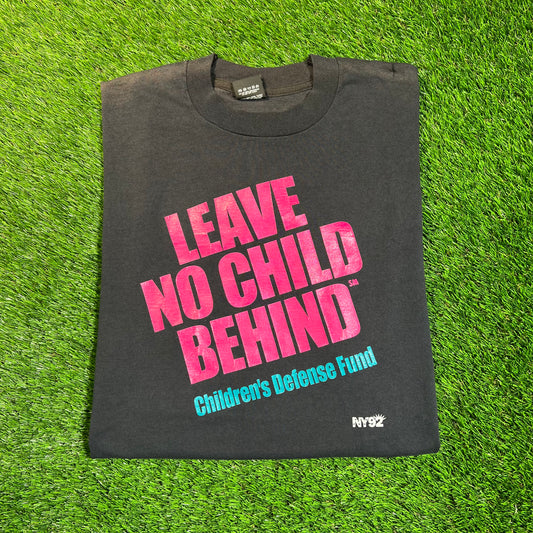 1992 Leave No Child Behind Black Tee Size XL USED v18866