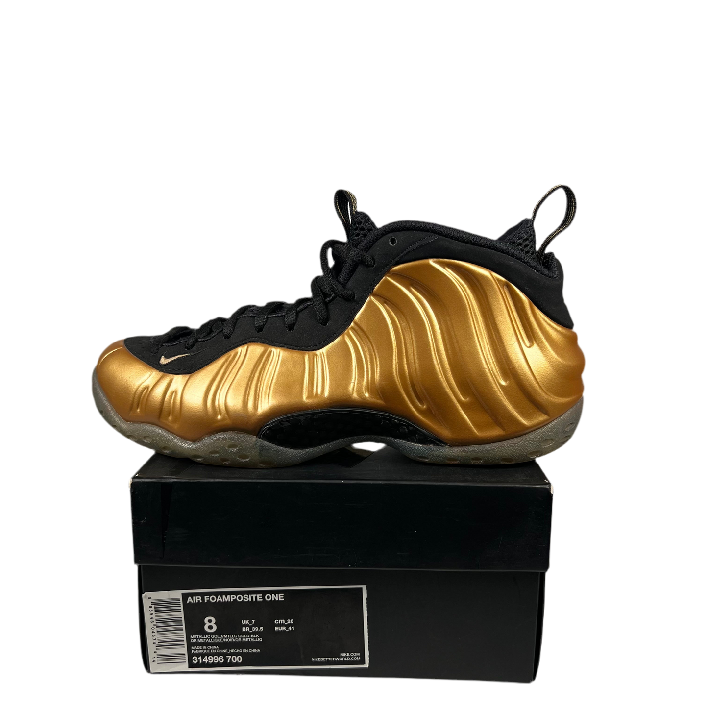 Nike Air Foamposite One Metallic Gold (2015) Size 8 USED s18495