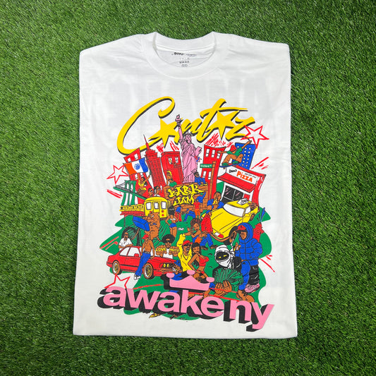 Awake NY x Corteiz "Awake Rules New York" White Tee (Park Jam Exclusive) Size XL NEW x15176