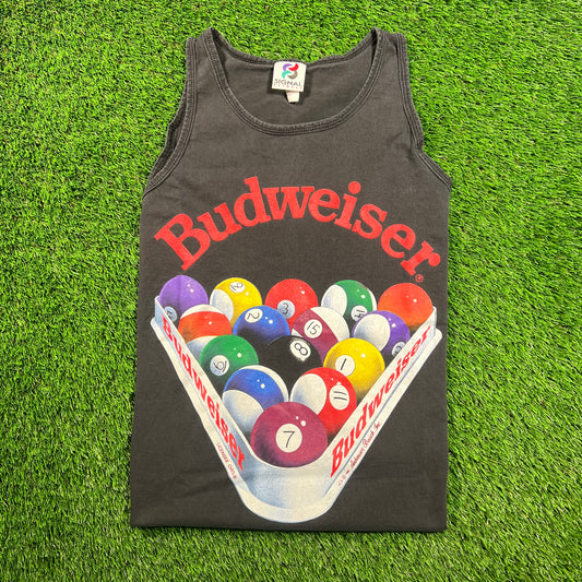 1992 Budweiser Pool Balls Black Tank Top Size Medium USED v18496