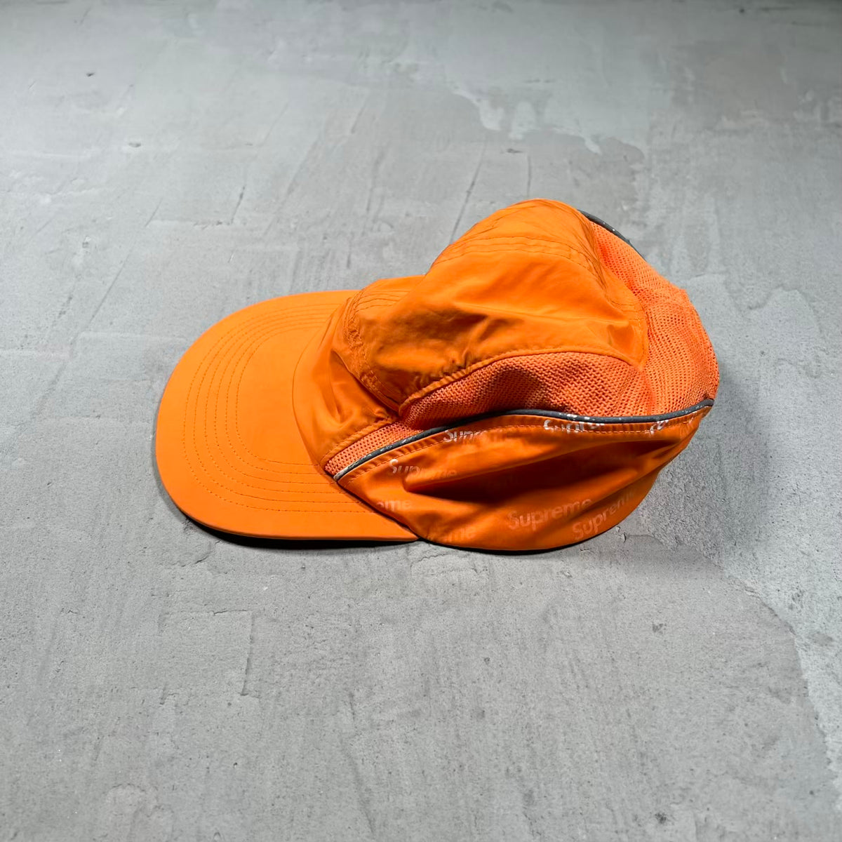 Supreme Diagonal Logo Side Panel Orange Camp Cap (2018) USED x18717