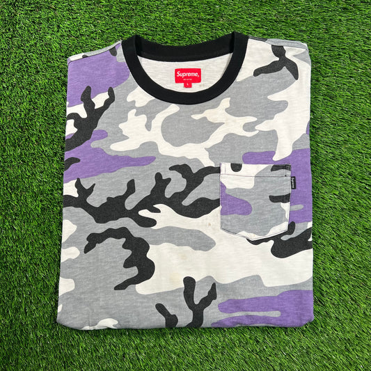 Supreme Purple Camo Longsleeve Pocket Tee (2016) Size Large USED x16223