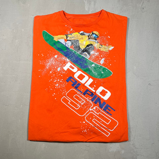 Polo Ralph Lauren Alpine 92 Snowboard Orange Longsleeve Size Large USED v18938