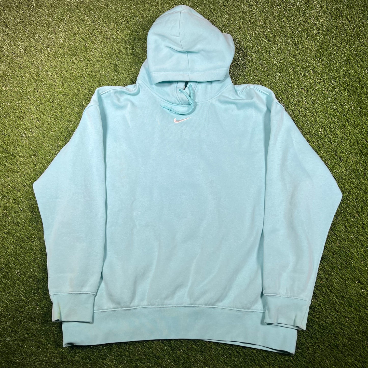 Nike Small Neck Check Light Blue Hoodie Size Medium USED v16985