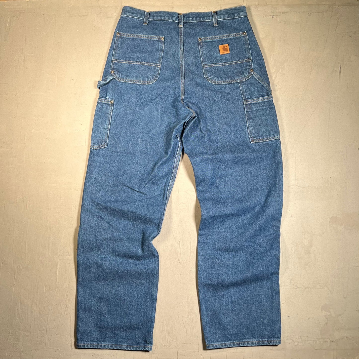 Y2K Carhartt Blue Denim Double Knee Pants Size 34 USED v19555